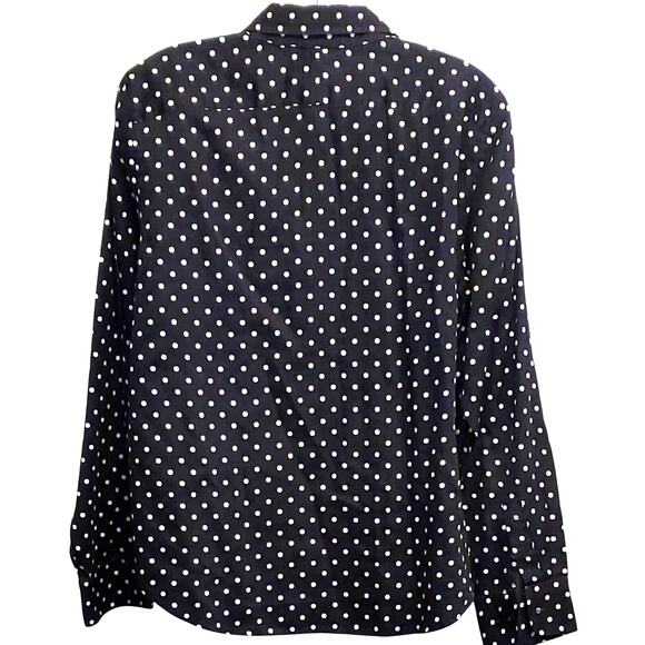 Ralph Lauren Women's Button Down Shirt Long Sleeve Polka Dot Blouse Stripe L - Picture 2 of 5